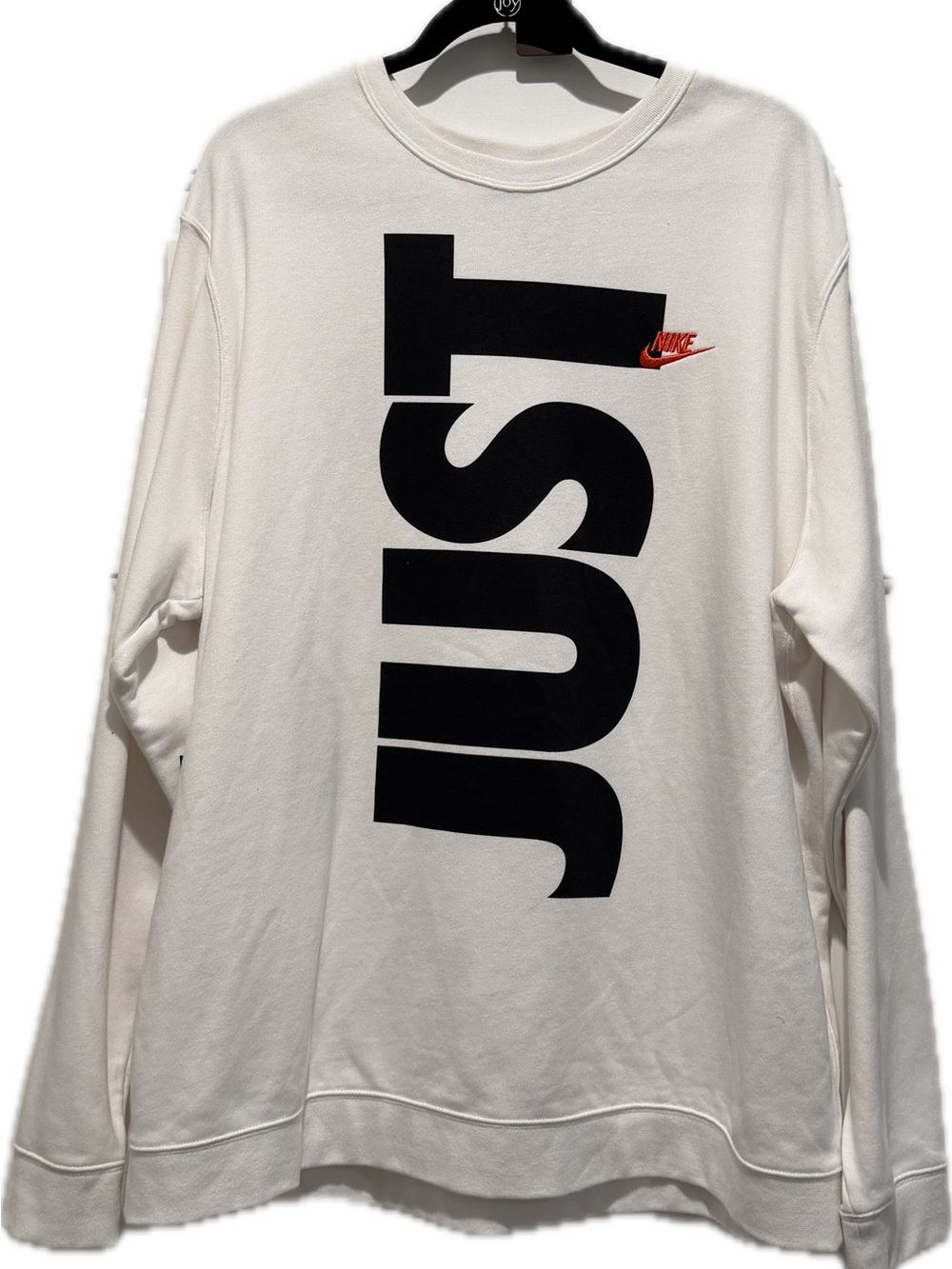 NWT Nike Men’s White Long-Sleeve Graphic Shirt - Bold Black 'Just Do It’